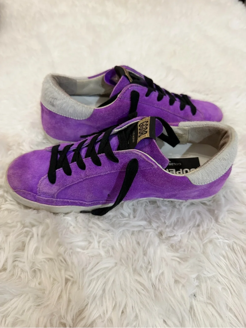 Golden Goose Purple Suede Star Sneakers with Black Laces Size 36 US 6